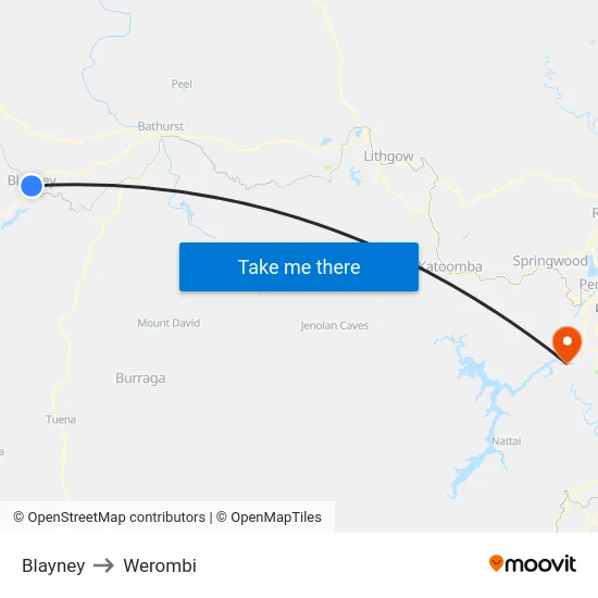 Blayney to Werombi map