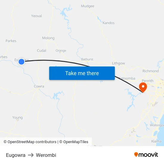 Eugowra to Werombi map