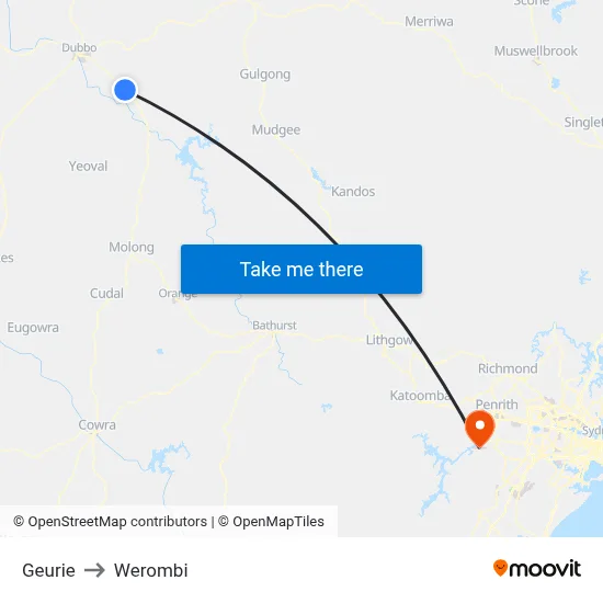 Geurie to Werombi map