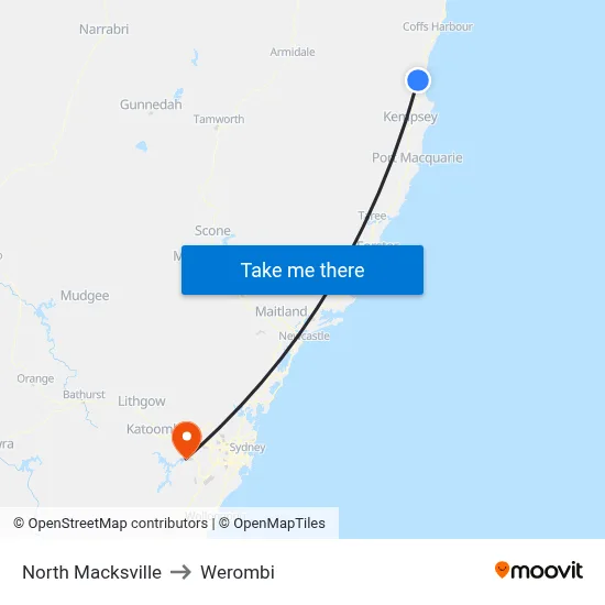 North Macksville to Werombi map