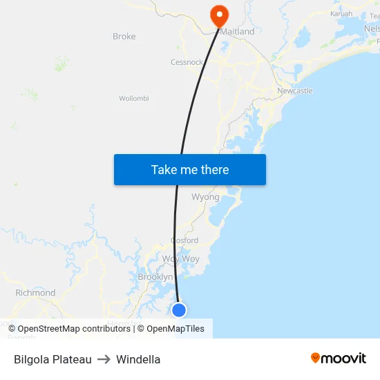 Bilgola Plateau to Windella map