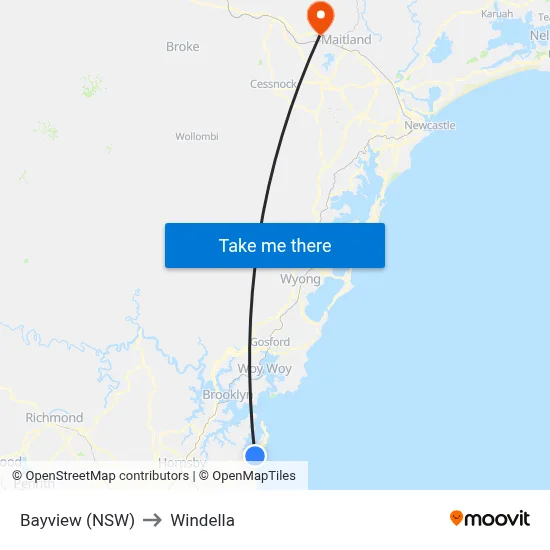 Bayview (NSW) to Windella map