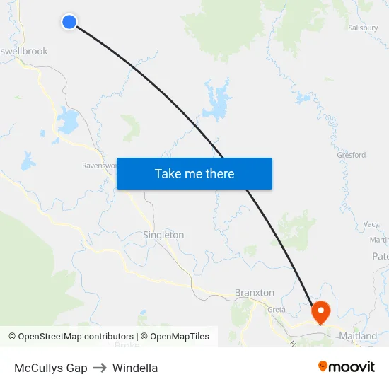 McCullys Gap to Windella map