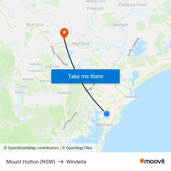 Mount Hutton (NSW) to Windella map