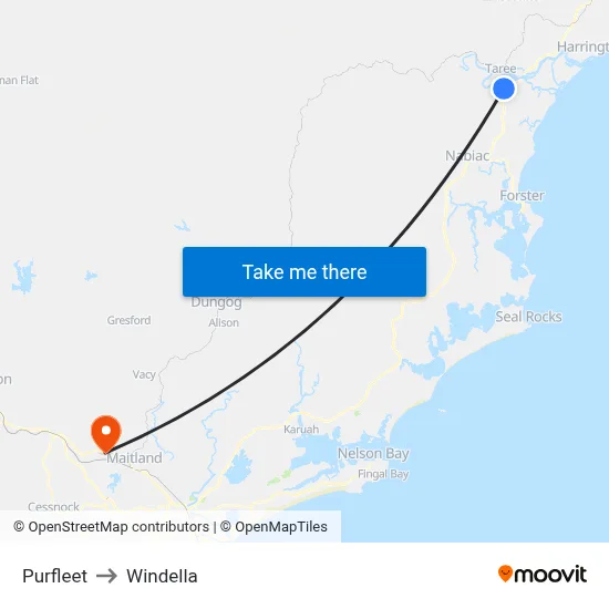 Purfleet to Windella map