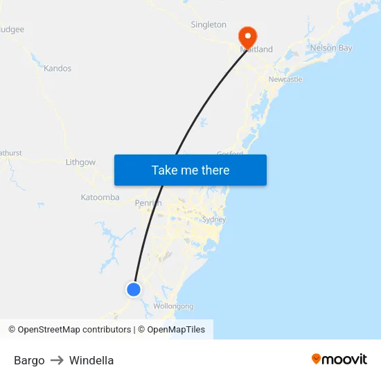Bargo to Windella map