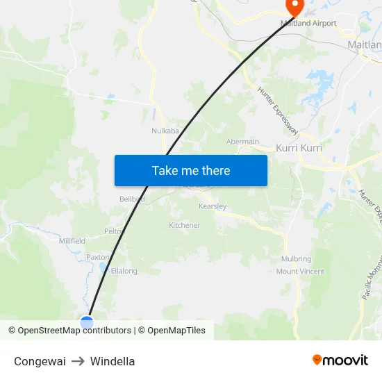 Congewai to Windella map