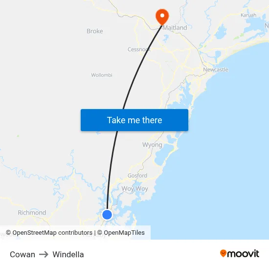 Cowan to Windella map