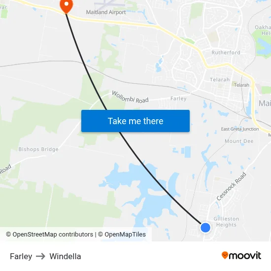 Farley to Windella map