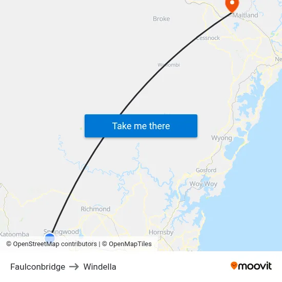 Faulconbridge to Windella map