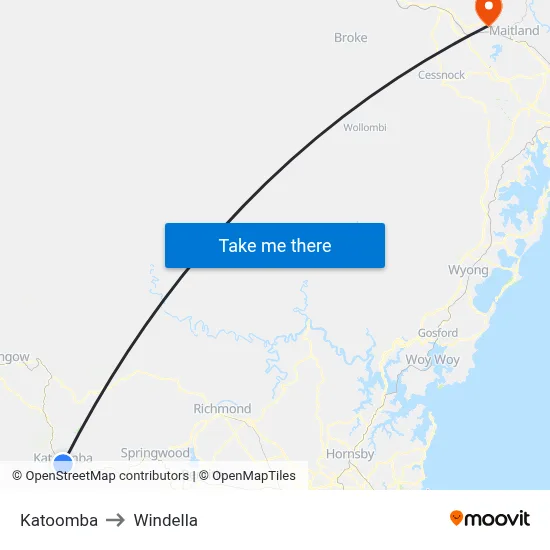 Katoomba to Windella map