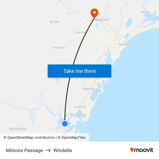 Milsons Passage to Windella map