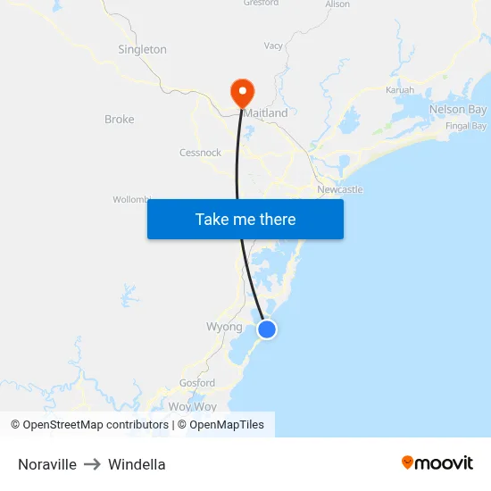 Noraville to Windella map