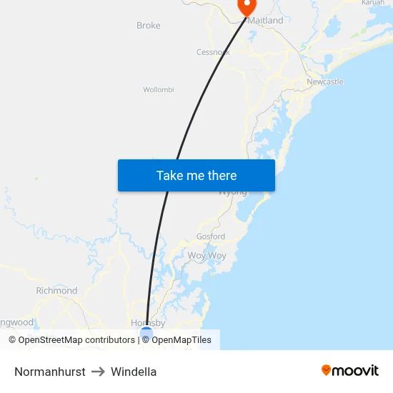 Normanhurst to Windella map