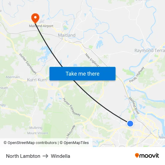 North Lambton to Windella map