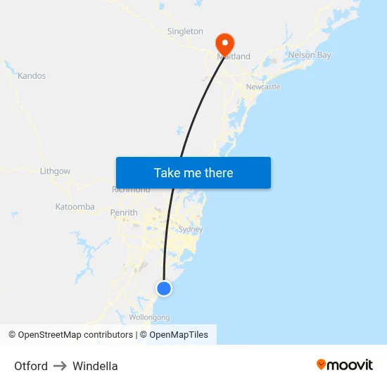 Otford to Windella map
