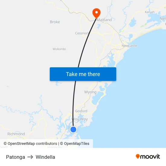 Patonga to Windella map