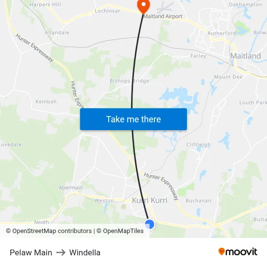 Pelaw Main to Windella map