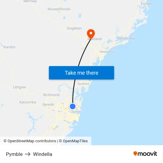 Pymble to Windella map