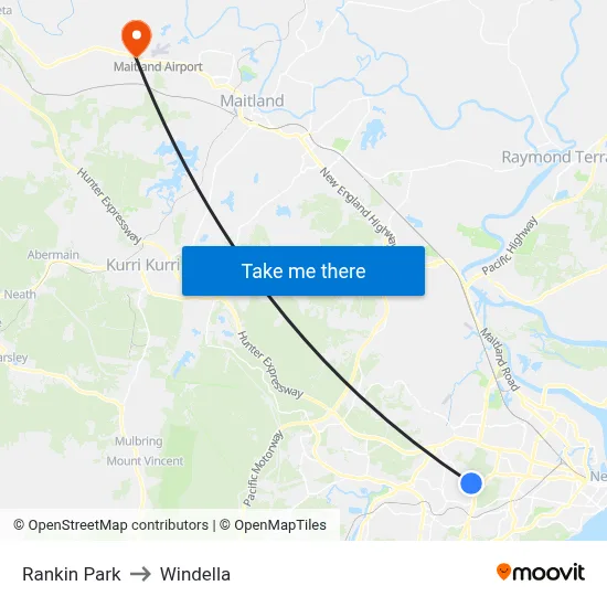 Rankin Park to Windella map