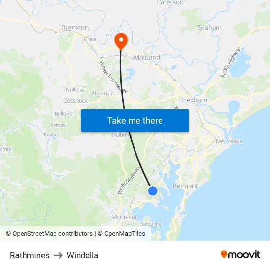 Rathmines to Windella map