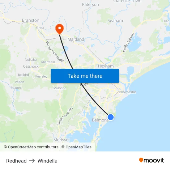 Redhead to Windella map