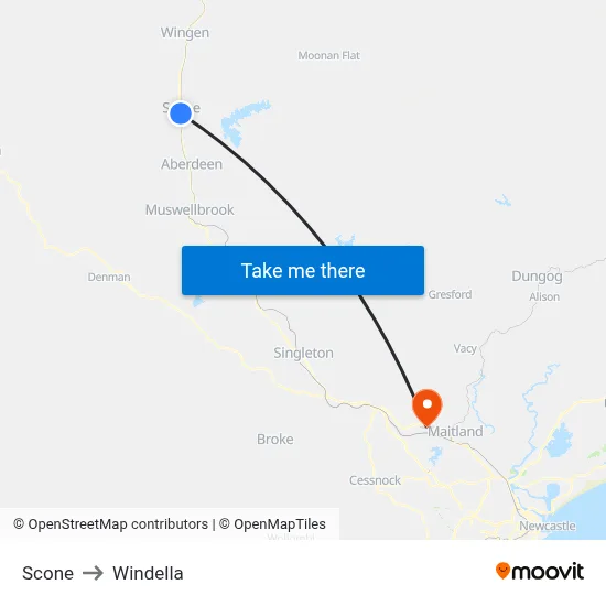 Scone to Windella map