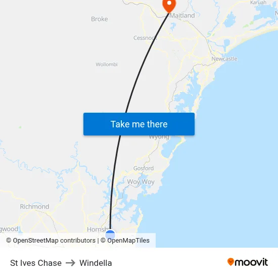 St Ives Chase to Windella map