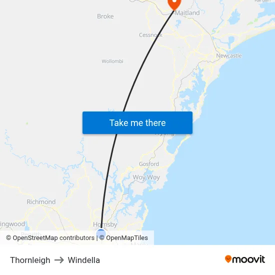 Thornleigh to Windella map