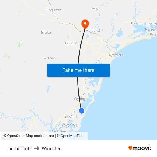 Tumbi Umbi to Windella map