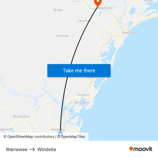 Warrawee to Windella map