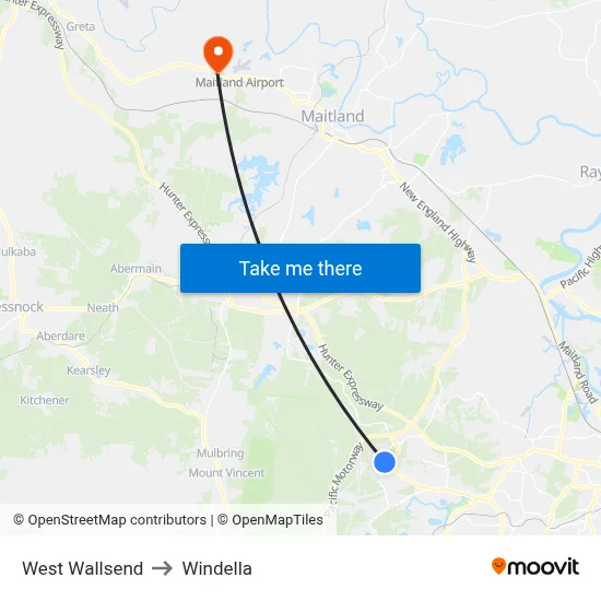West Wallsend to Windella map