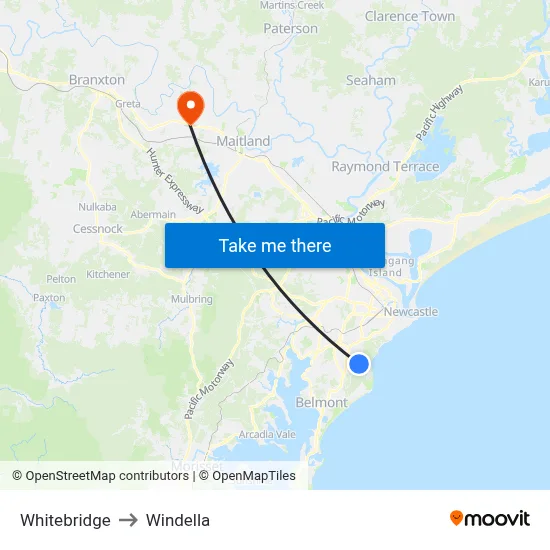 Whitebridge to Windella map