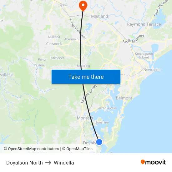 Doyalson North to Windella map