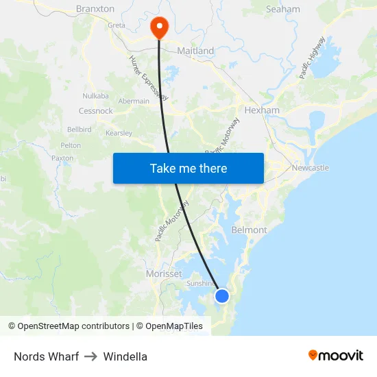 Nords Wharf to Windella map