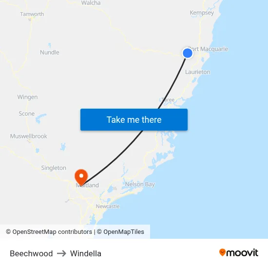 Beechwood to Windella map