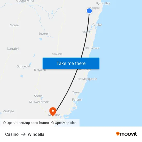 Casino to Windella map
