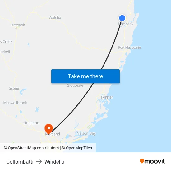 Collombatti to Windella map