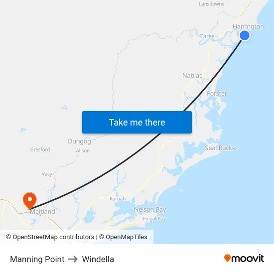 Manning Point to Windella map
