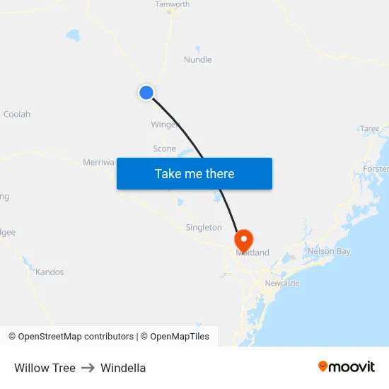 Willow Tree to Windella map