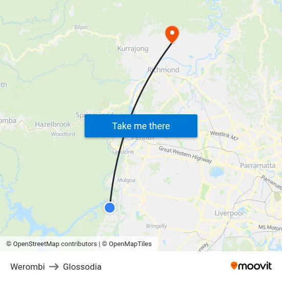 Werombi to Glossodia map
