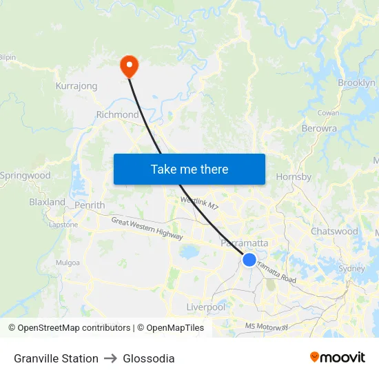 Granville Station to Glossodia map