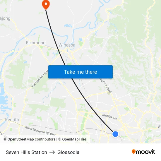 Seven Hills Station to Glossodia map
