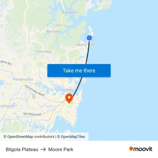 Bilgola Plateau to Moore Park map