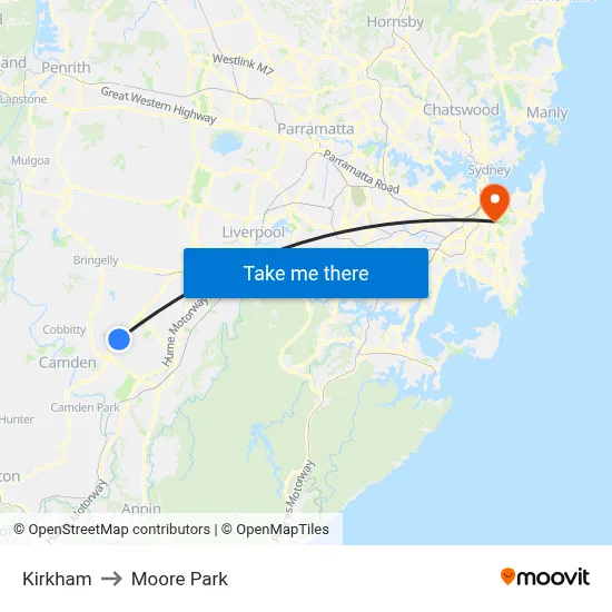 Kirkham to Moore Park map