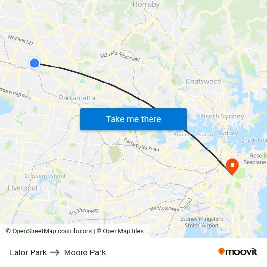 Lalor Park to Moore Park map