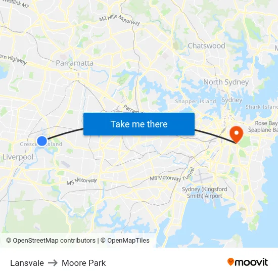 Lansvale to Moore Park map