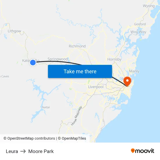 Leura to Moore Park map