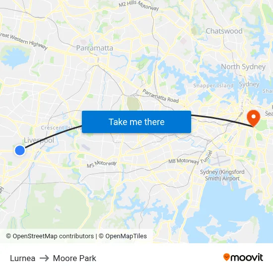 Lurnea to Moore Park map