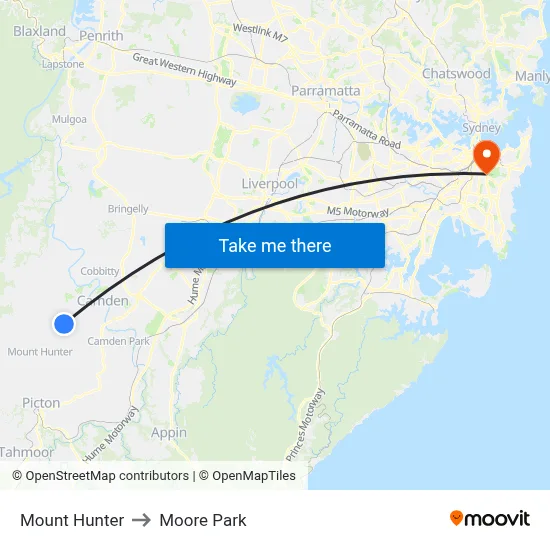 Mount Hunter to Moore Park map
